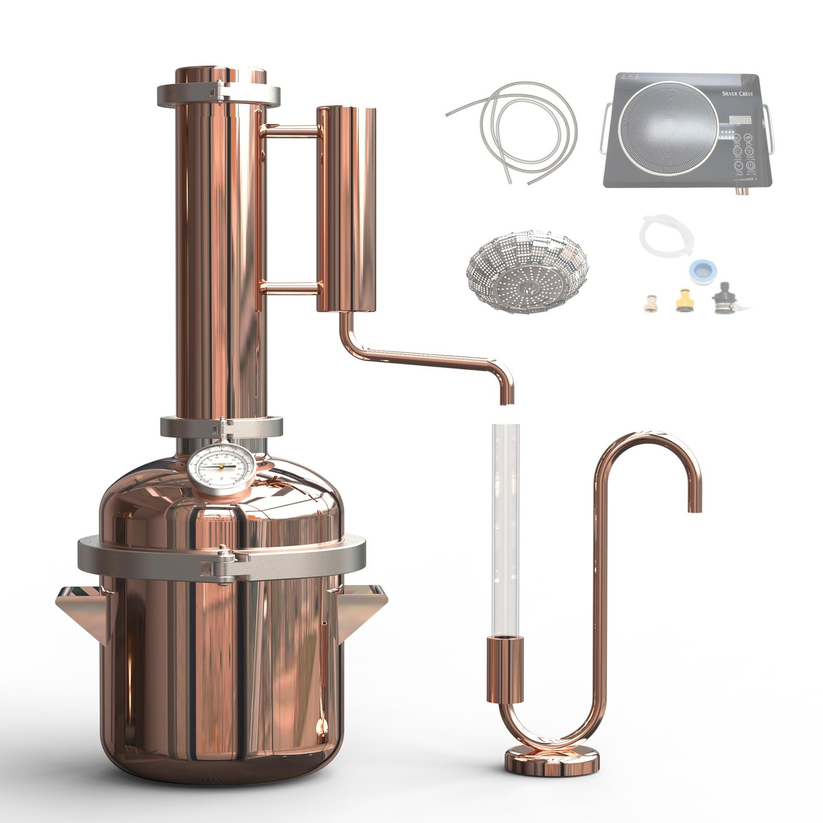 HOOLOO 8L Copper Still-Distillation Equipment for Making Hydrosol Essential O...