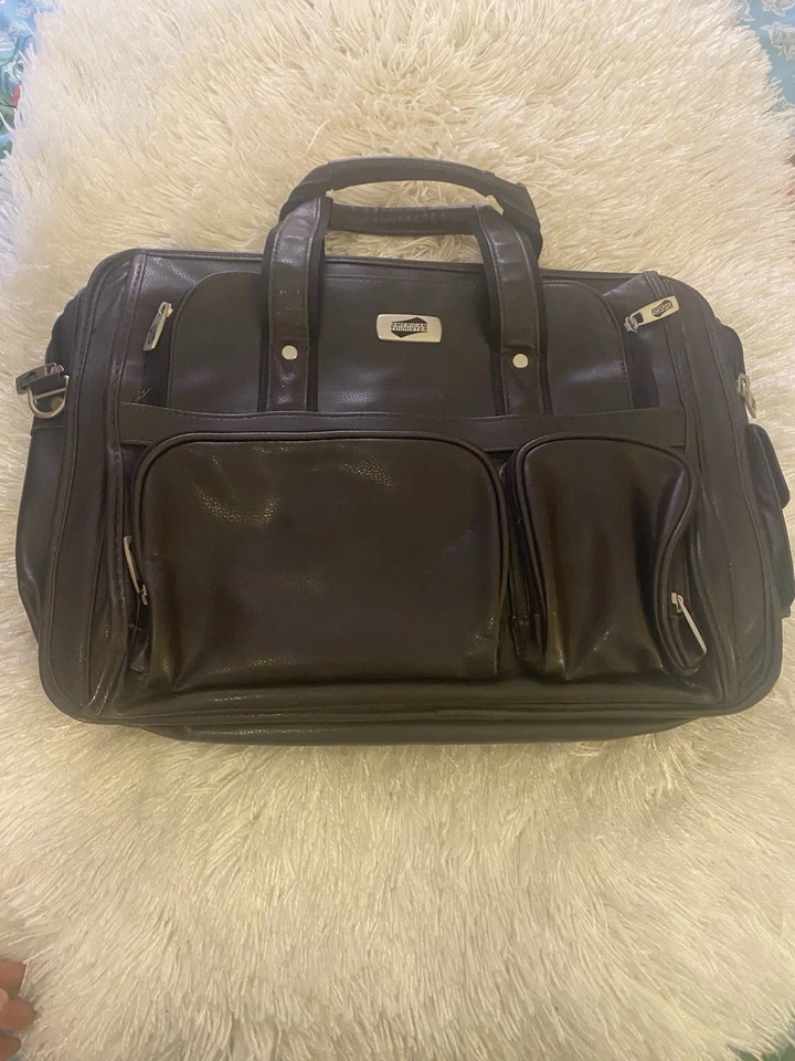 American Tourister Leather Bag Laptop Brown Briefcase Carry-on messenger travel - Image 4 of 4