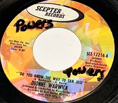 Did You Know The Way To San Jose / Let Me Be Lonely Dionne Warwick 45 231G22