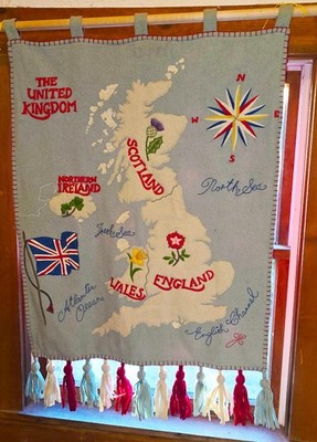 SOLD OUT Hand Embroidered Jan Constantine British Isles Wallhanging