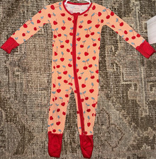 Little Sleepies Bamboo Cherry Print Zip Footed One Piece Sleeper 6-12 Months