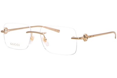 Gucci GG1703O 003 Eyeglasses Gold Rimless Style Rectangle Shape 55mm