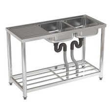 Double Bowl Catering Sink Stainless Steel Commercial Kitchen Hand Wash Basin UK