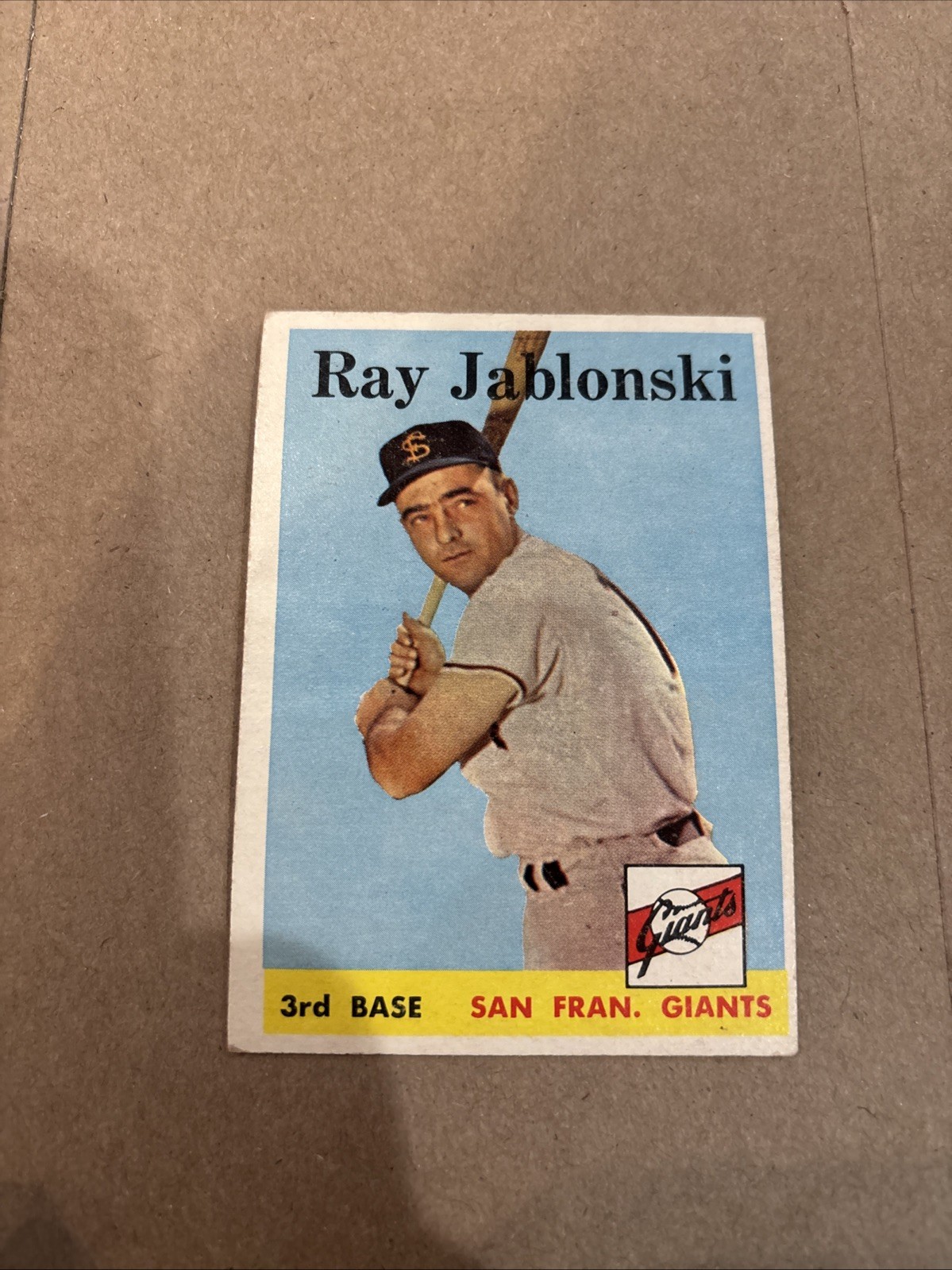 1958 Topps 362 Ray Jablonski Giants VG-EX Free Shipping