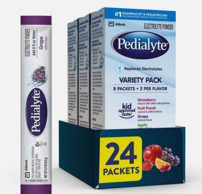 Pedialyte Electrolyte Powder Packets, Variety Pack  - 24 Packets EXP 9/2027