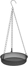 Wild Bird Feeder Tray - 7 InchHanging Steel Dish for Durable Outdoor Black