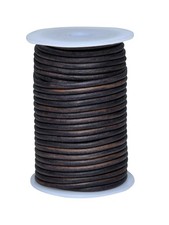 Round Leather String Cord for Necklace Bracelets Jewelry Braiding, 4mmx11Yd