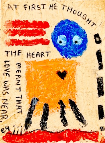 e9Art ACEO at first he thought the heart meant that love was near, but later...