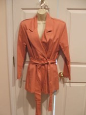 new in pkg 100% cotton salmon trench coat jacket made in USA SIZE MEDIUM