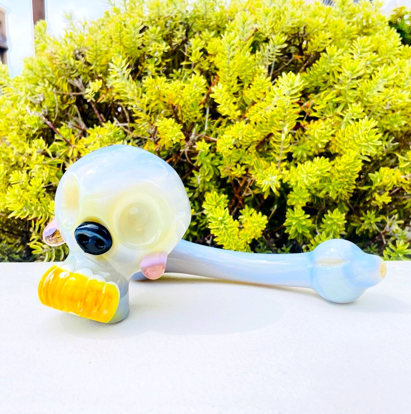 8" Icy Glacier Skull Glass Bubbler Hammer Tobacco Smoking Herb Water Pipe THB-76