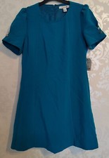 Forever 21 Size L  Teal Dress, UK, Short  Sleeves round Neck formal work dress 