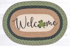 Braided Jute Stenciled Print Oval Patch Area Rug. Earth Rugs. WELCOME SHAMROCK
