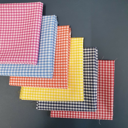Polycotton Gingham 1/8" Karos Stoff Fat Quarter 50x50cm Konvolut 6 Farben - Bild 3 von 3