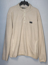 NEW Eddie Bauer Men XL Sweater Fleece Quarter 1/4 Snap Pullover Beige Mock NWOT