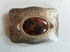 Belt buckle vintage Stone Inlay Cowboy Buckle Style Made in USA