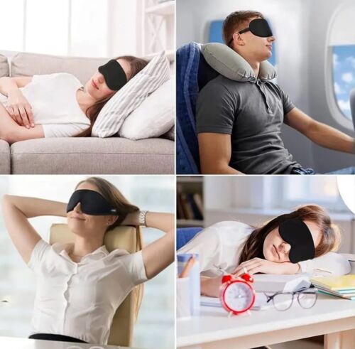 Soft Padded Sleep 3D Mask Eye Blackout Luxurious Blindfold Travel Eye Cover UK✅ - Picture 3 of 9
