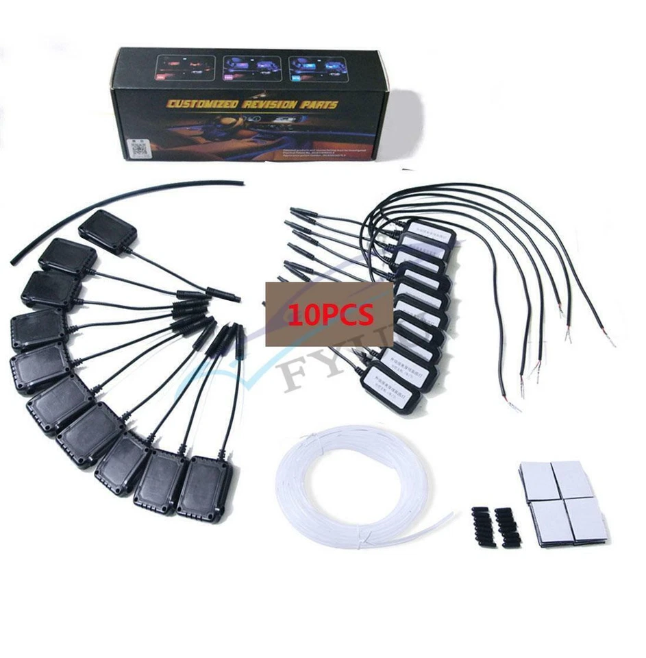 64 Color DIY 1-In-10 No Threading Ambient Light Atmosphere Lamp Optic Fiber Band - Image 2 of 4