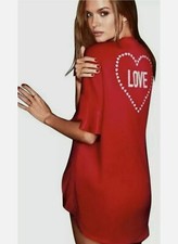  58 Victoria  s Secret Kimono Red Heart Love Slip Robe Lingerie Wrap ONE SIZE OS
