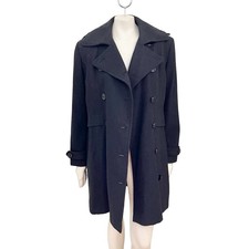 Y2k Giacca Gallery Wool Blend Double Breasted Trench Coat In Charcoal Women's 12