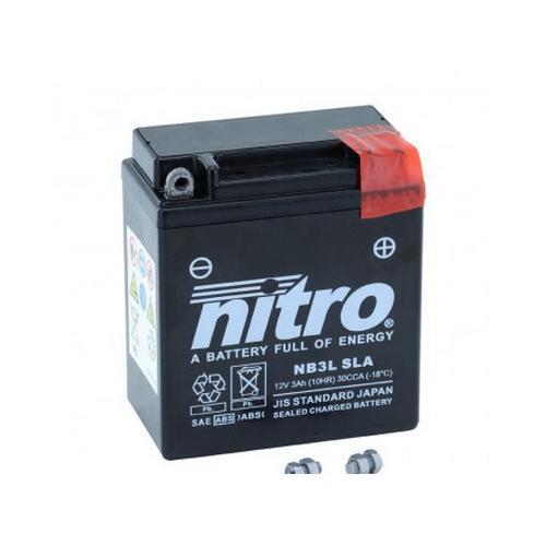 Batterie 12V 3Ah NB3L Nitro SLA moto sans entretien prête à l'emploi