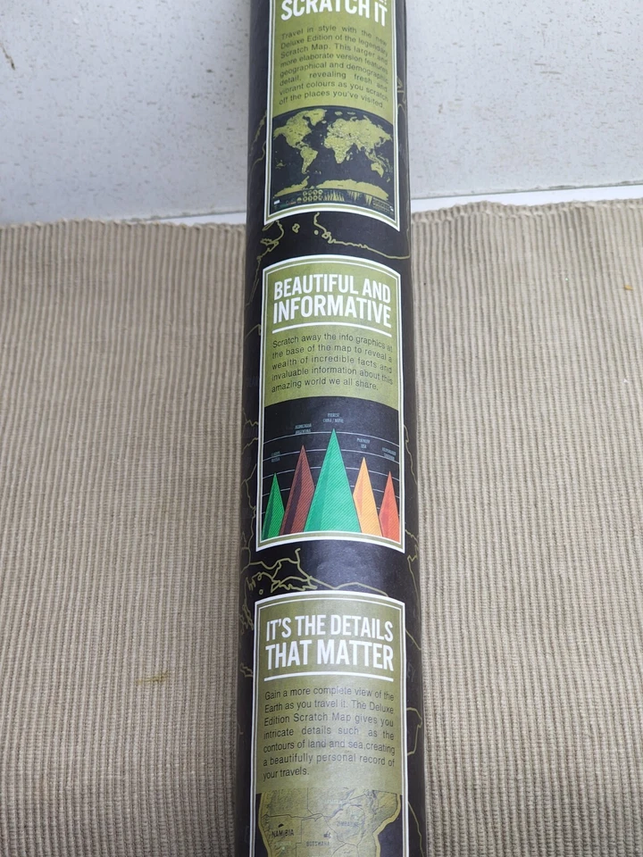 Scratch Off World Map Poster Open Tube Unscratched 23" x 32" Luckie's deluxe ed - Image 2 of 4