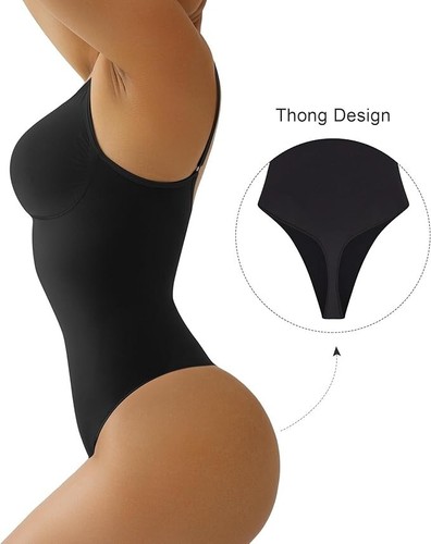 SHAPERX Tummy Control Body Shaper Seamless Thong, Black, 5215, L/XL - Picture 2 of 8