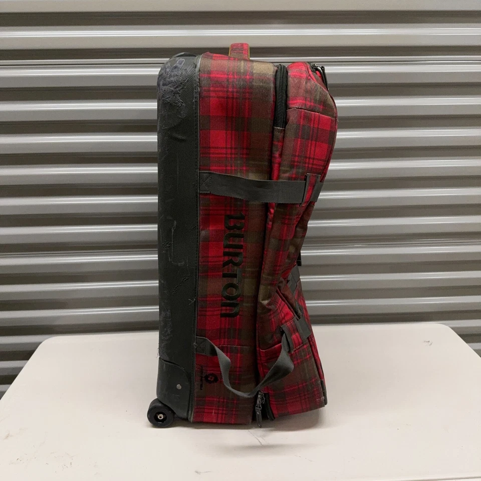 Maleta Equipaje Burton Roller Roja a Cuadros Viaje Exterior Multi Bolsillo Resistente Foto 4 de 4