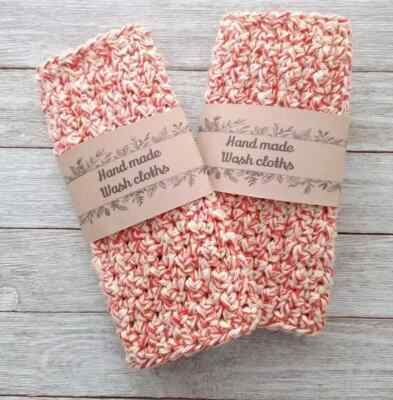 #ad handmade crochet wash cloth cotton spa facial bath reusable summer orange set $14.81