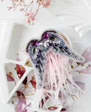 DIY Jewelry Making Beading Kit Pin Wings Brooch Bead Embroidery Needlepoint