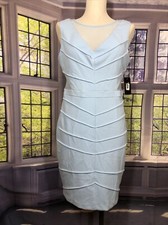 Guess 14 NWT Scuba Crepe Illusion-Neck Sheath Dress with Mesh Cutouts Light Blue