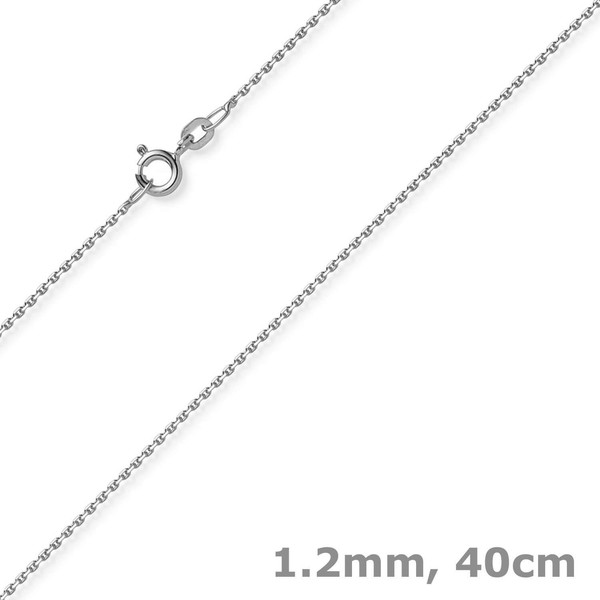 1,2Mm Kette Ankerkette Collier Aus 585 Gold WeißGold Diamantiert 40Cm-image