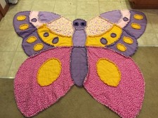 Butterfly Quilt, 45 X 65 approx, new homemade, flannel cotton, free shipping USA