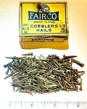 Antique FARICO Cobblers Nails With Box Brass Plated 4/8" Atlas Tack Corp.