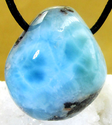 LARIMAR XL  Freeform Trommelstein gebohrt EDELSTEIN ANHÄNGER  AA-Qualität Nr.62