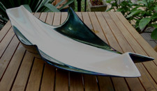 Grande Coupe Céramique Irisée  Design 50/60 Noire/ blanche Signée Verceram