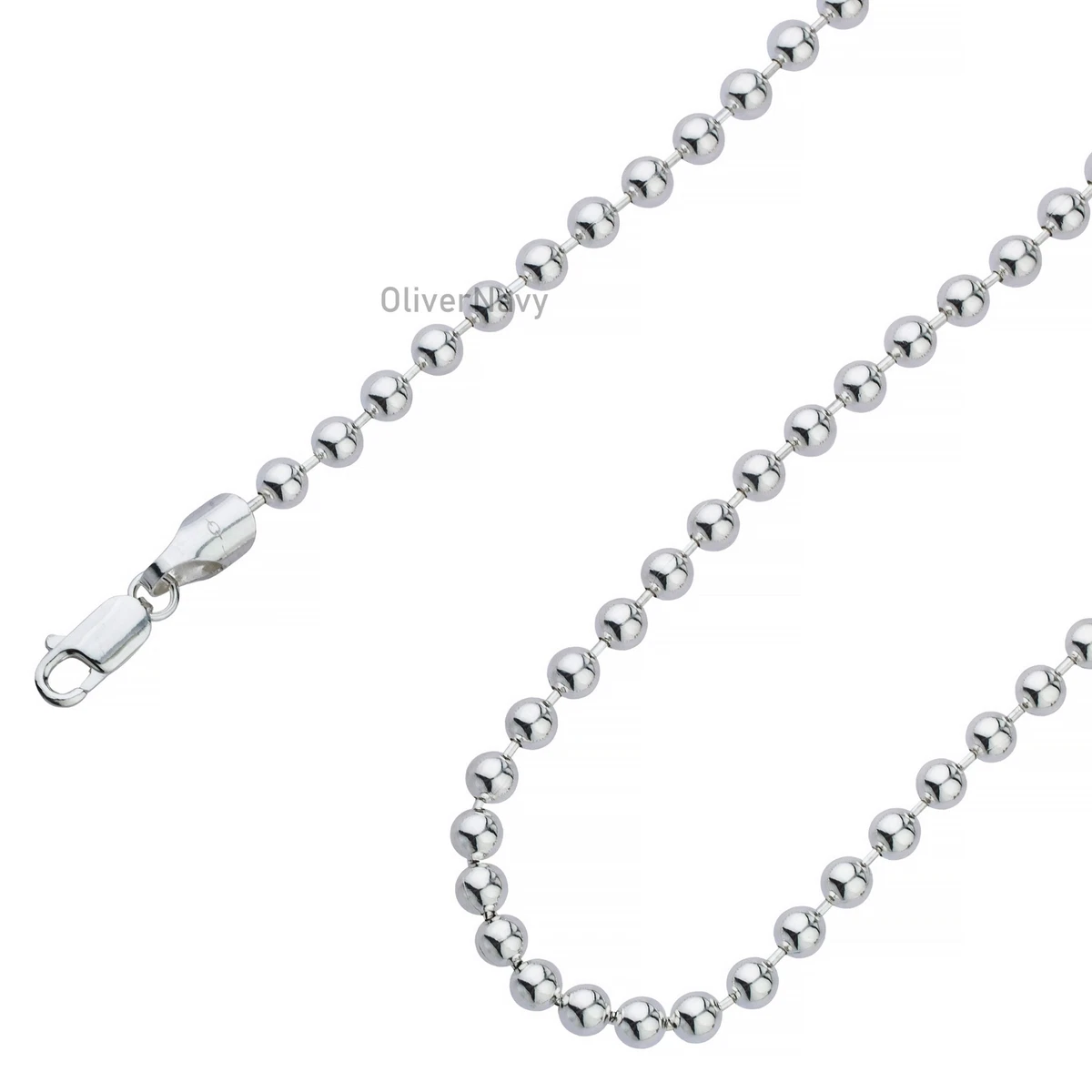 925 Sterling Silver 5mm Ball Bead Chain, Women's, Size: 22, Grey Type