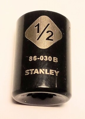 #ad Stanley 1 2quot; x 1 4quot; Standard Socket 86 030B Black Chrome 6 Pt Free Shipping $9.96