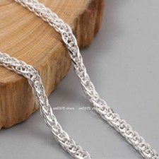 Pure 999 Fine Silver Chain Men Women 3.5mm/4mm Square Wheat Necklace Snake Link