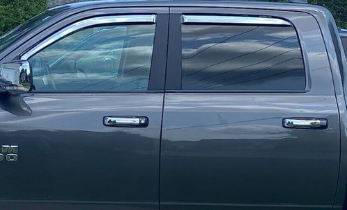 In-Channel Rain Guards / Vent Visors For 2019-2025 Dodge RAM 1500 Crew Cab - 4-Piece Set, Black