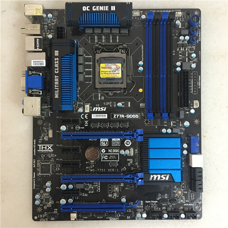 MSI Z77A-GD55 Desktop Intel Z77 Motherboard LGA1155 ATX HDMI MS