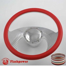14 Billet Aluminum 9 Hole Steering Wheel Kit Red Half Wrap W Horn Adapter