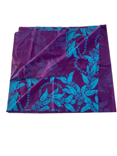 Vtg Hawaii Print Fabric Trans Pacific Textiles Purple Turquoise Floral 1997 Lei