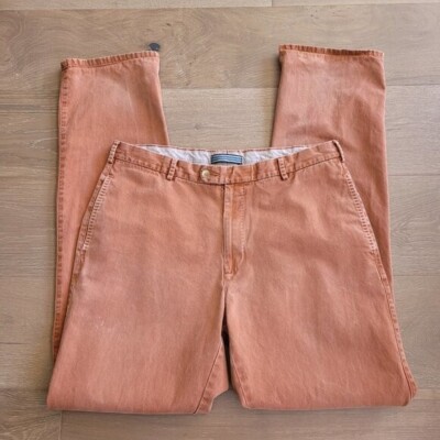 Peter Millar Pants Mens 35x34 Rust Concorde Garment Dyed Flat Front Trouser Flaw