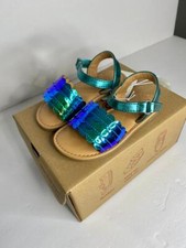 Cat and Jack Girls Open Toe Flat Sandals Summer Casual Sandals Blue/ Pebbles
