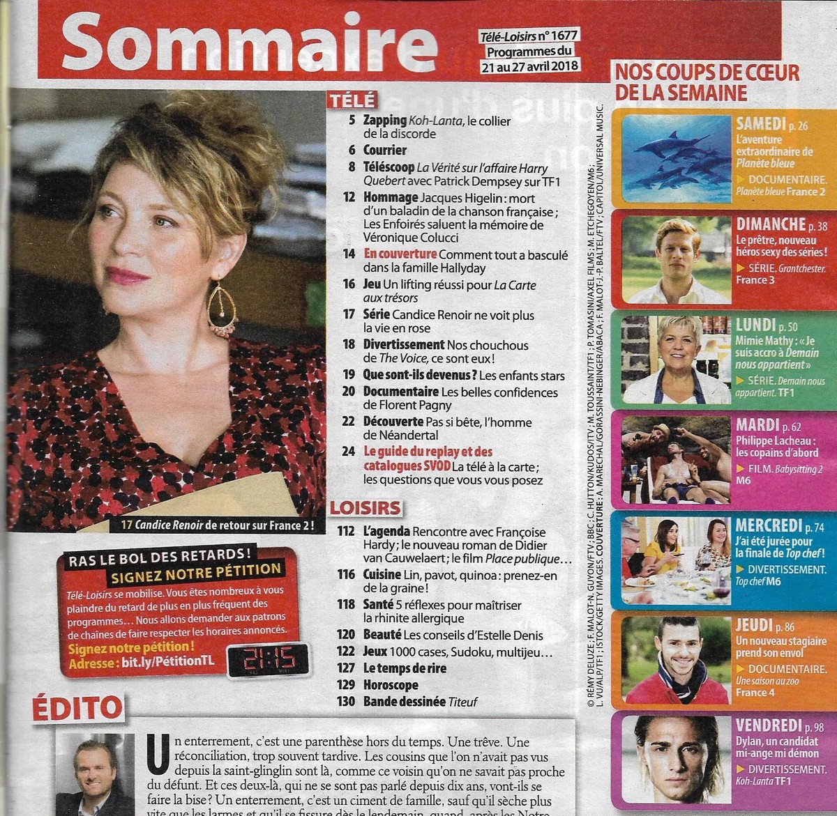 TELE LOISIRS n°1677 21/04/2018 Clan Hallyday_Candice Renoir_F