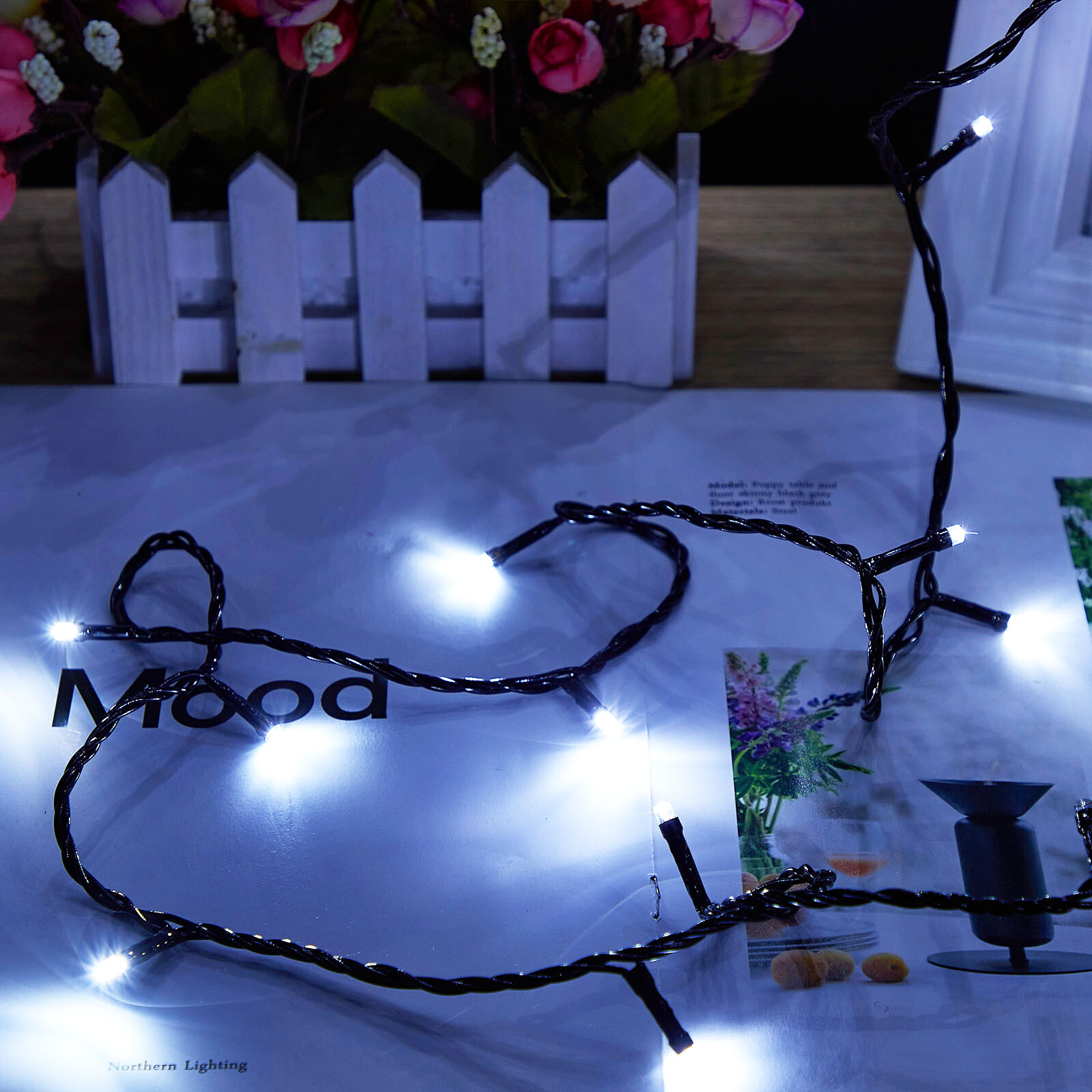 Connectable LED Fairy String Black Wire Christmas Lights Mains UK Outdoor Garden eBay