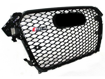 For 13-16 Audi A4 S4 B8 RS4 Front Upper Grill Sport Honeycomb Mesh Black Ring