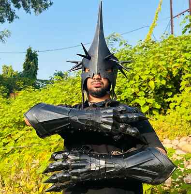 Nazgul Witch Lord of Ring King Angmar Helm & Nazgul Gauntlet Set Cosplay
