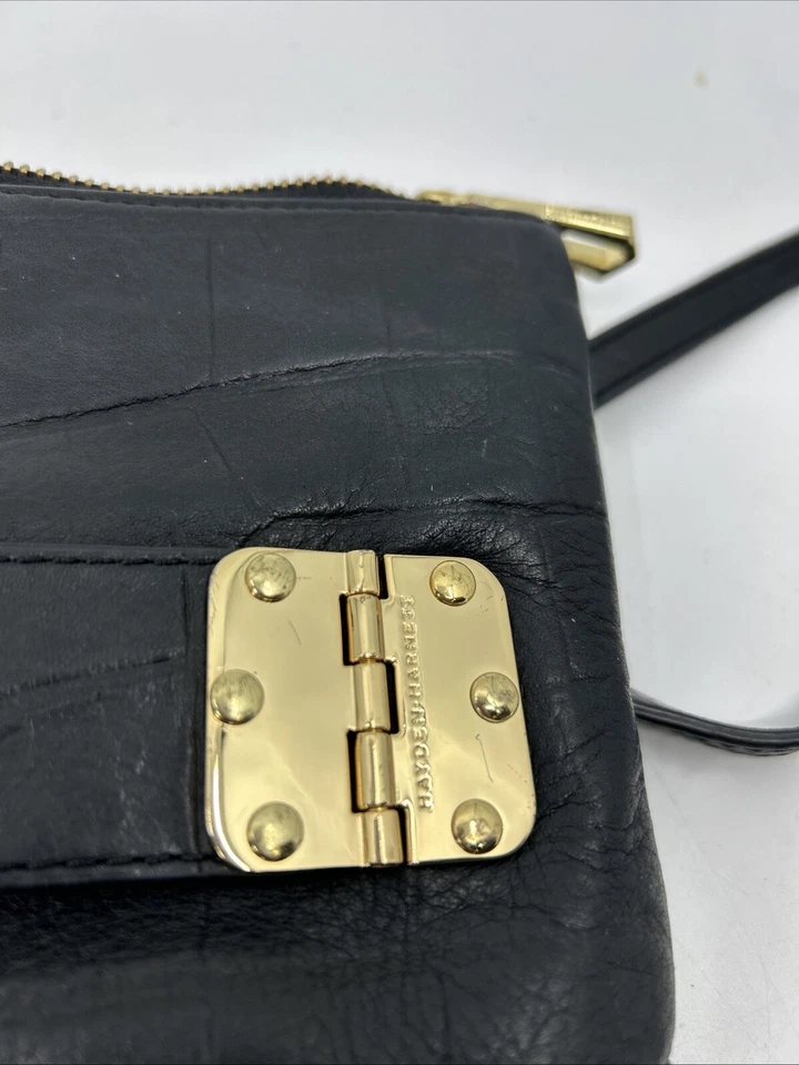 ~HAYDEN HARNETT Purse Black Leather  Convertible Clutch w/Crossbody Strap - Image 2 of 4