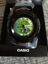 Casio Men's AW582SC-1 G-Shock Black Resin Green Ana-Digi Dial Watch New